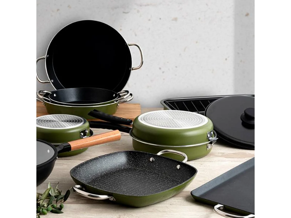 Sartén doble Naturalia Quid aluminio prensado verde Ø26 cm