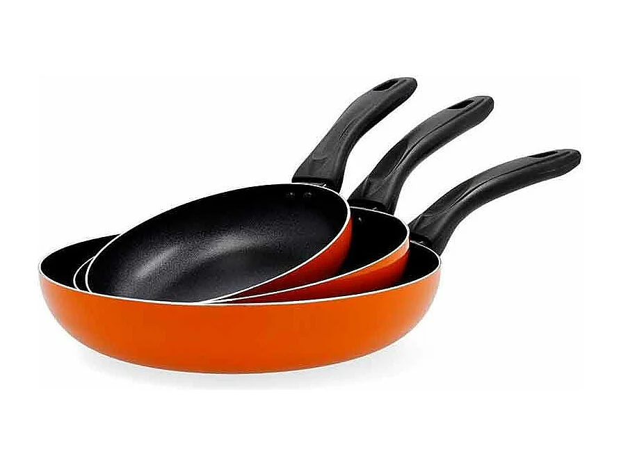 Set de 3 sartenes Salsa Quid aluminio estampado naranja Ø18/Ø22/Ø26 cm