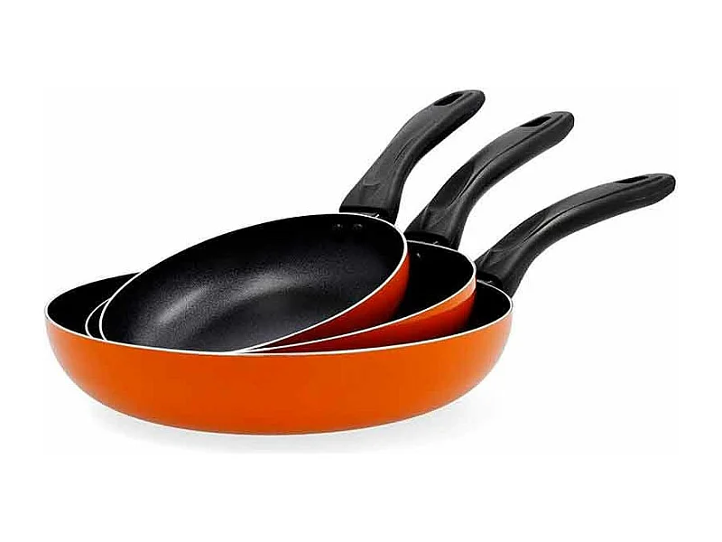 Set de 3 sartenes Salsa Quid aluminio estampado naranja Ø18/Ø22/Ø26 cm