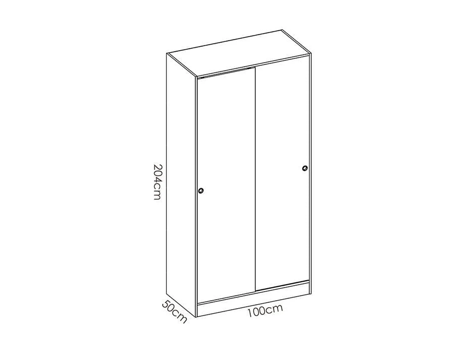 Armario Slide Plus 2 puertas correderas natural 204x100x50 cm