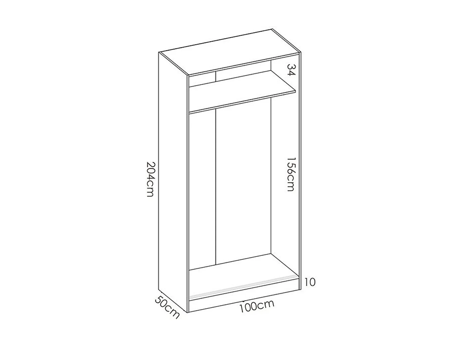 Armario Slide Plus 2 puertas correderas natural 204x100x50 cm