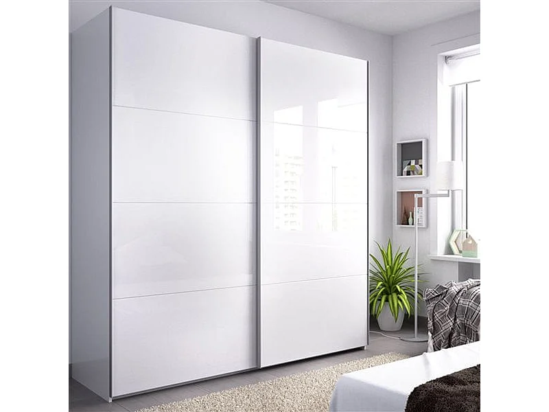 Armario Slide 2 puertas correderas blanco brillo 204x180x65 cm