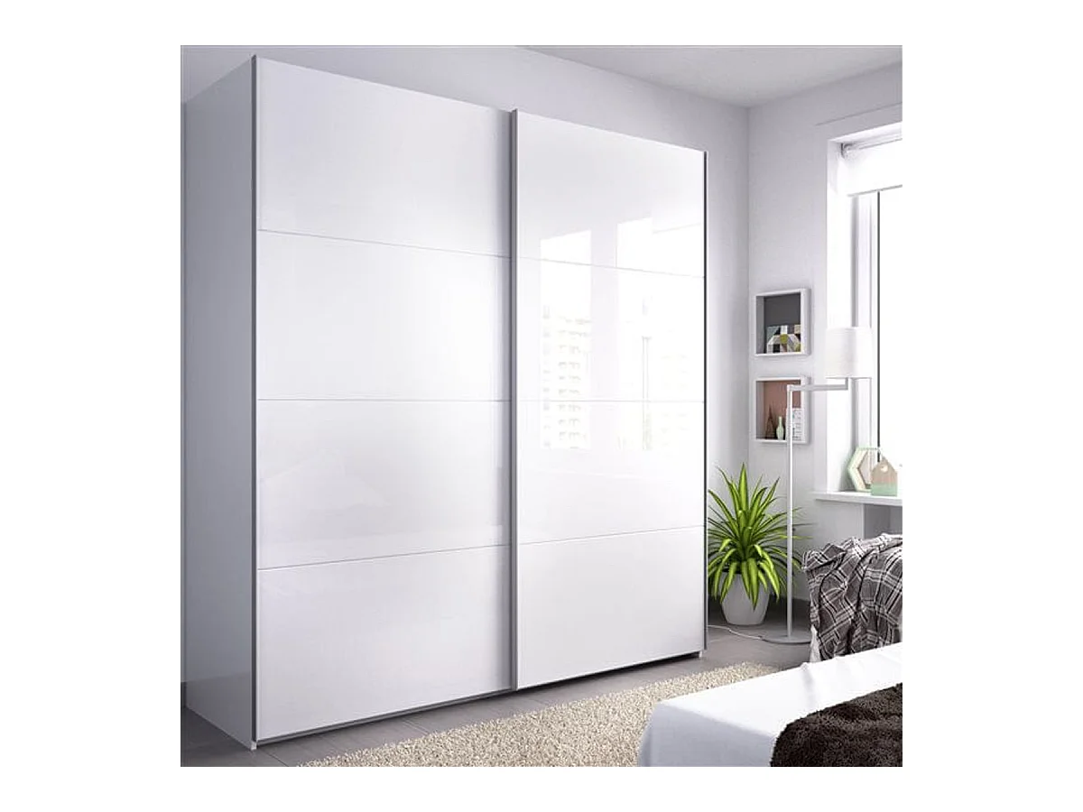 Armario Slide 2 puertas correderas blanco brillo 204x180x65 cm