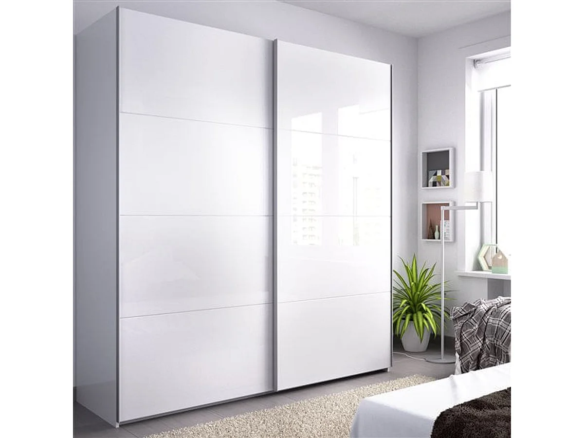 Armario Slide 2 puertas correderas blanco brillo 204x180x65 cm