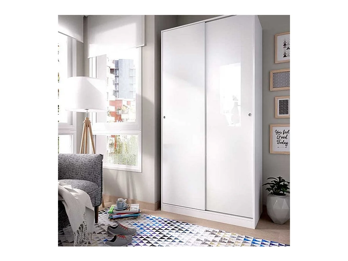 Armario Slide Plus 2 puertas correderas blanco 204x100x50 cm