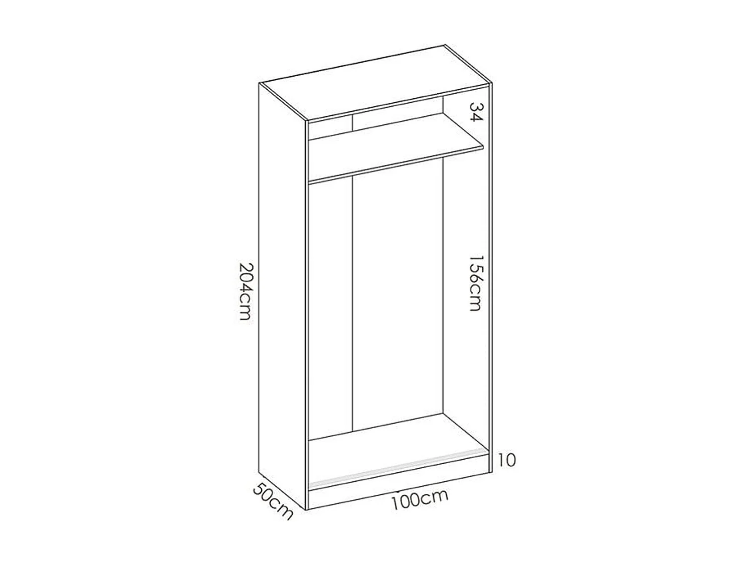 Armario Slide Plus 2 puertas correderas blanco 204x100x50 cm