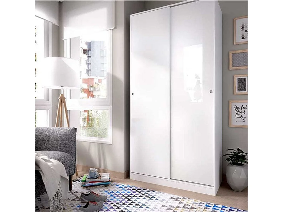 Armario Slide Plus 2 puertas correderas blanco 204x100x50 cm
