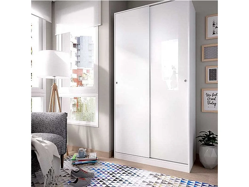 Armario Slide Plus 2 puertas correderas blanco 204x100x50 cm