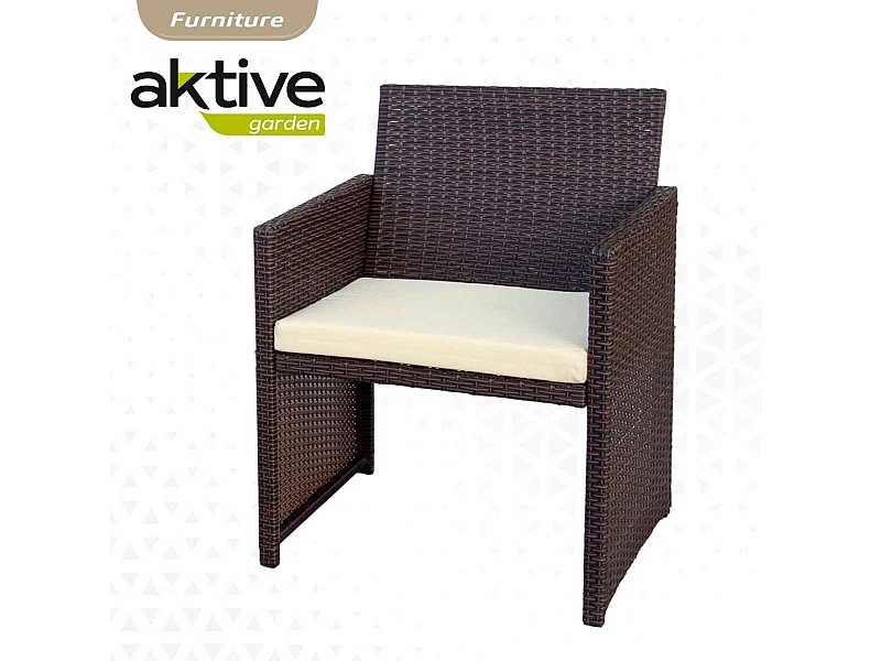 Conjunto de jardín Aktive Garden 2 sillones+1 sofá+ 1 mesa negro/crema