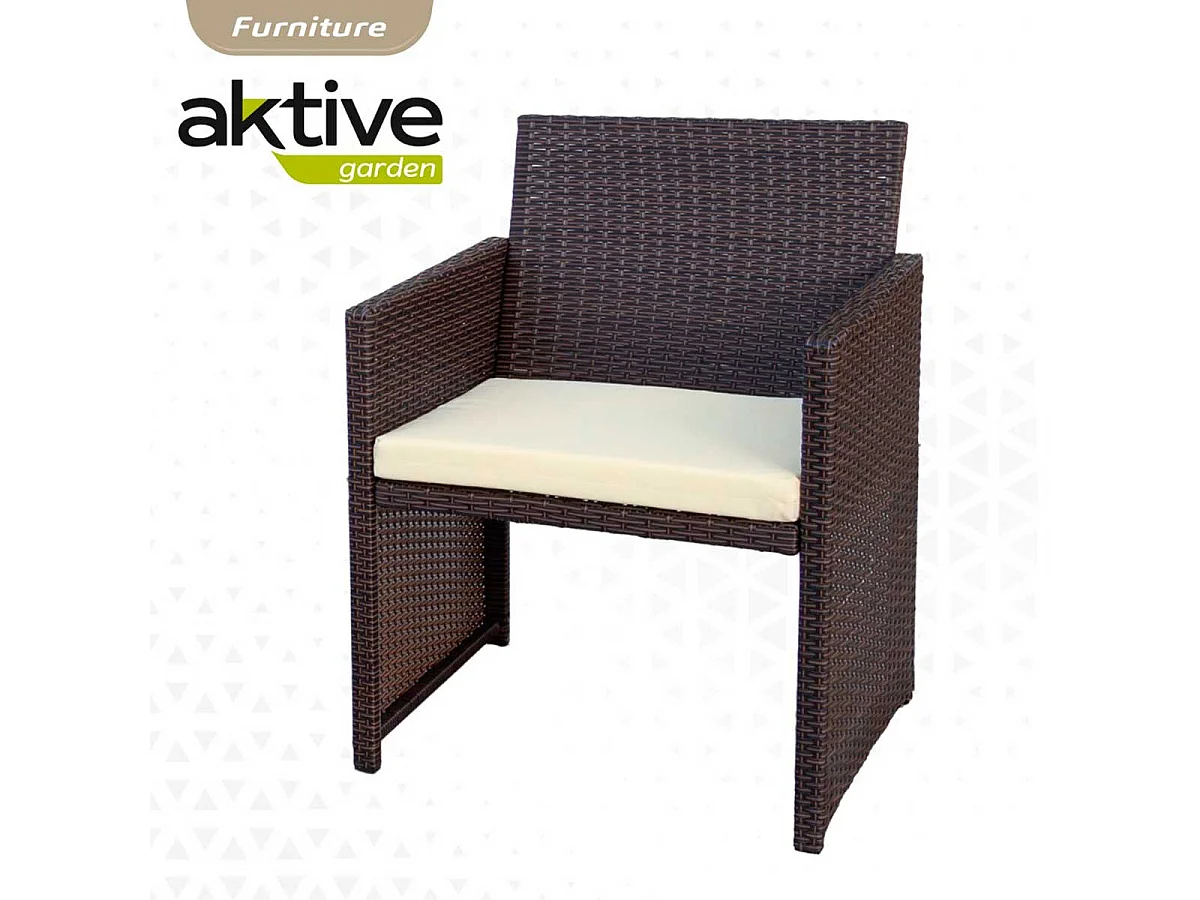 Conjunto de jardín Aktive Garden 2 sillones+1 sofá+ 1 mesa negro/crema