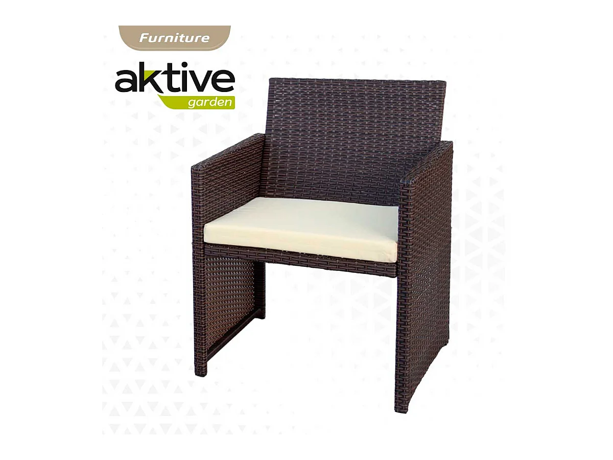 Conjunto de jardín Aktive Garden 2 sillones+1 sofá+ 1 mesa negro/crema