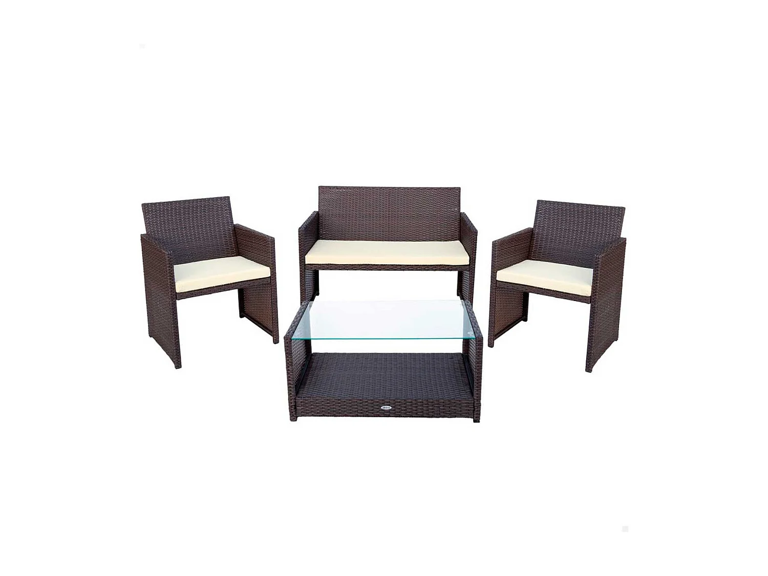 Conjunto de jardín Aktive Garden 2 sillones+1 sofá+ 1 mesa negro/crema