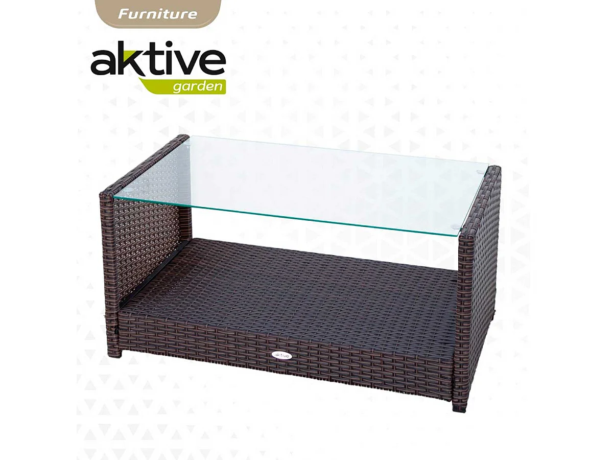 Conjunto de jardín Aktive Garden 2 sillones+1 sofá+ 1 mesa negro/crema
