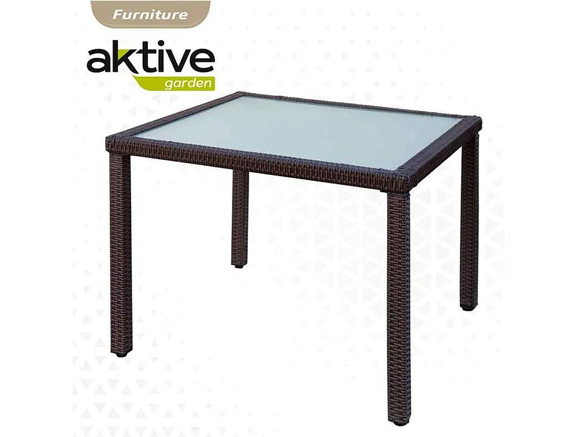 Conjunto de jardín Aktive Garden 4 sillones+mesa cuadrada con cojines ratán sintético negro