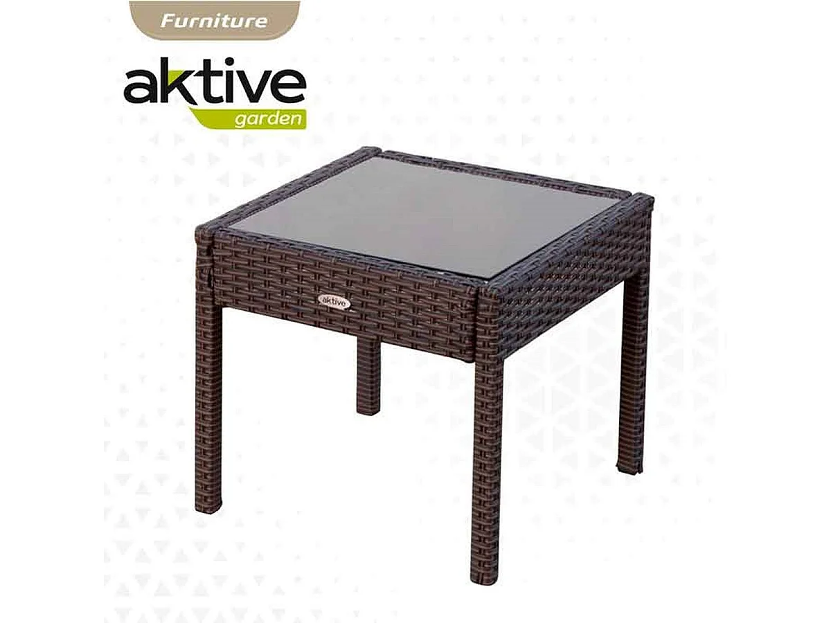 Conjunto de jardín Aktive Garden 2 sillones con cojín+mesita ratán sintético negro