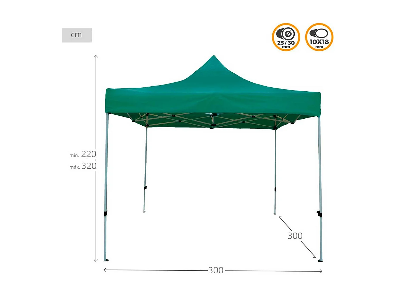 Carpa gazebo Aktive Garden plegable altura ajustable verde 220/320x300x300 cm