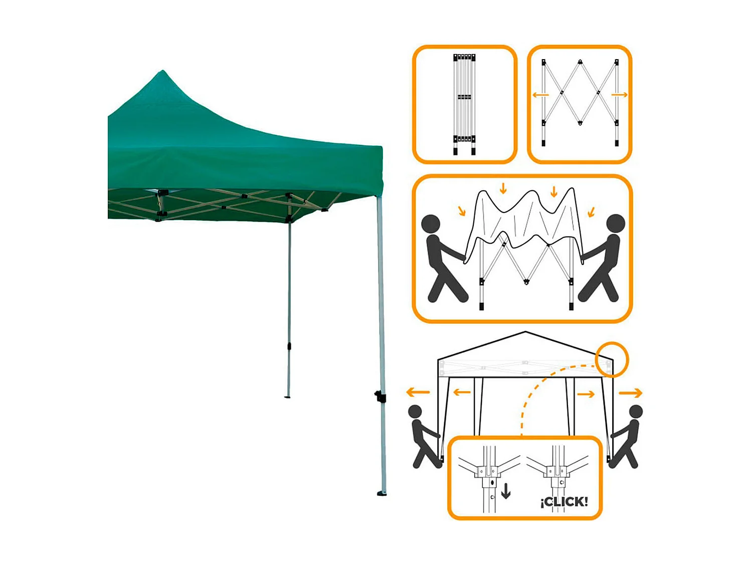 Carpa gazebo Aktive Garden plegable altura ajustable verde 220/320x300x300 cm