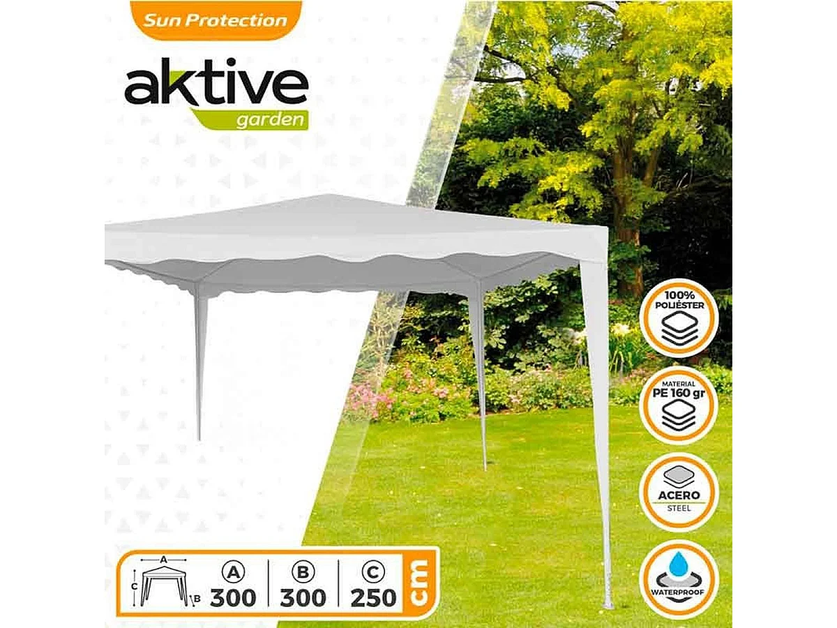 Cenador para jardín Aktive Garden blanco 250x300x300 cm