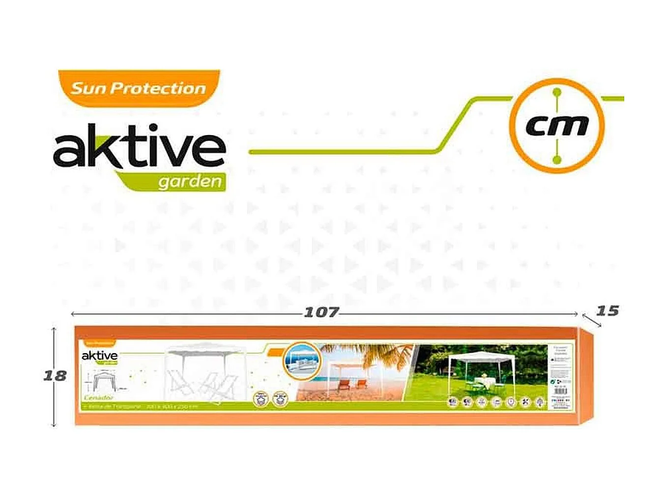 Cenador para jardín Aktive Garden blanco 250x300x300 cm