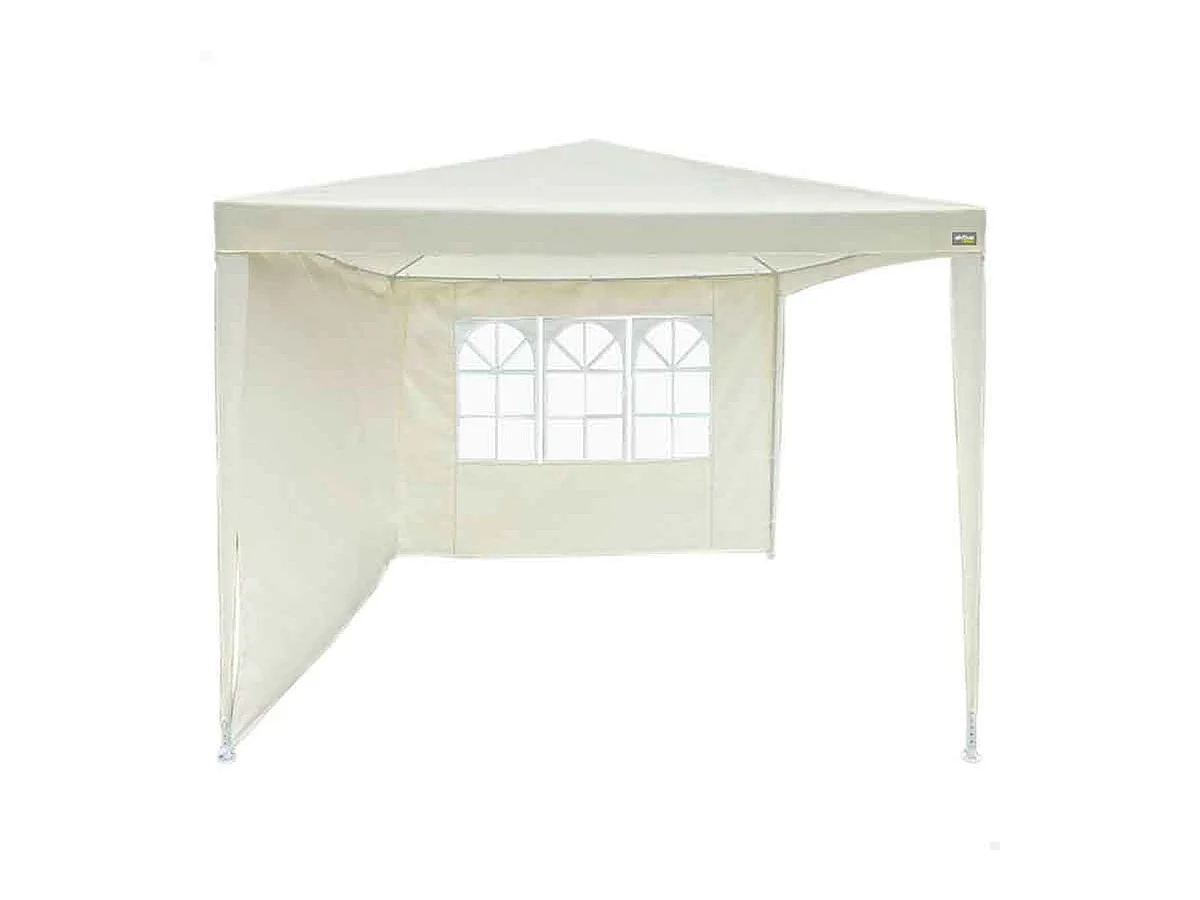 Cenador Aktive con 2 paredes poliéster crema 240x270x270 cm