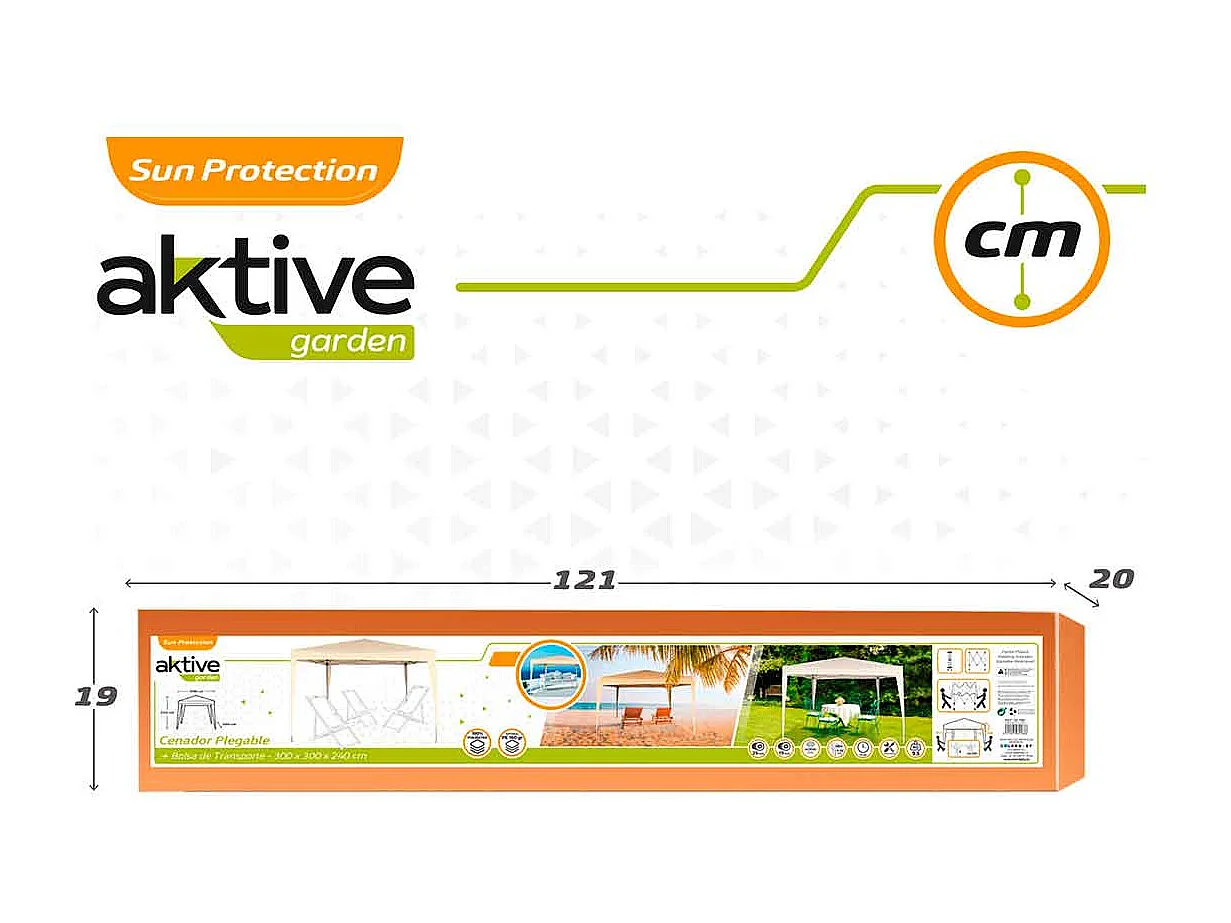 Cenador plegable Aktive crema 240x300x300 cm