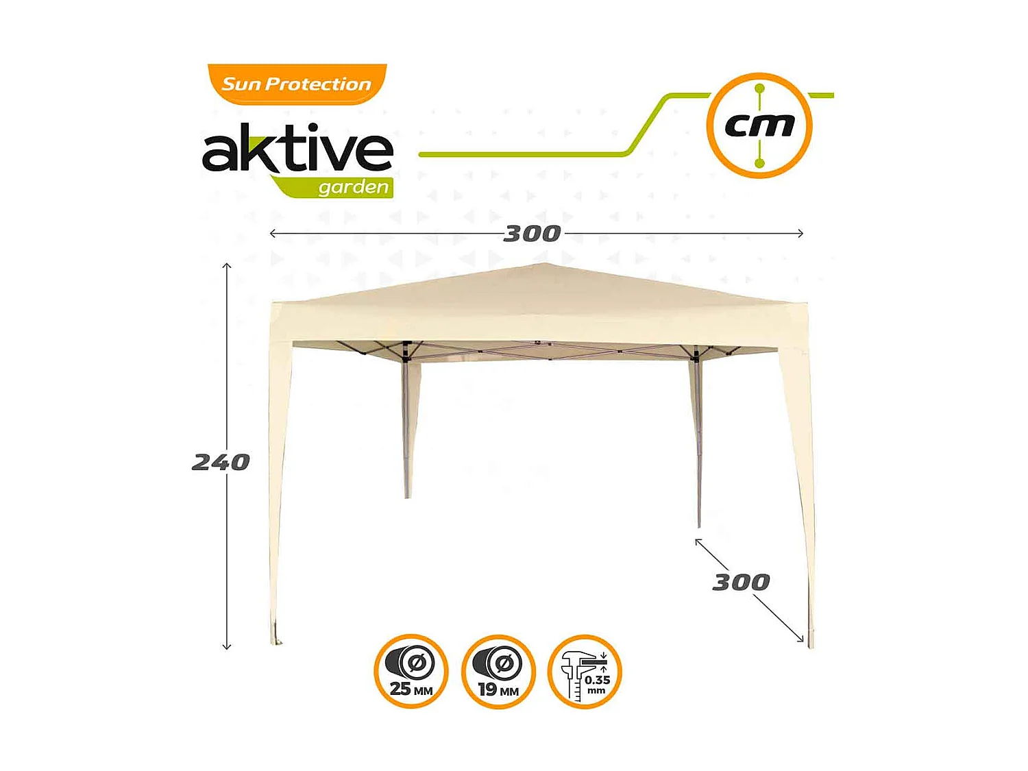 Cenador plegable Aktive crema 240x300x300 cm