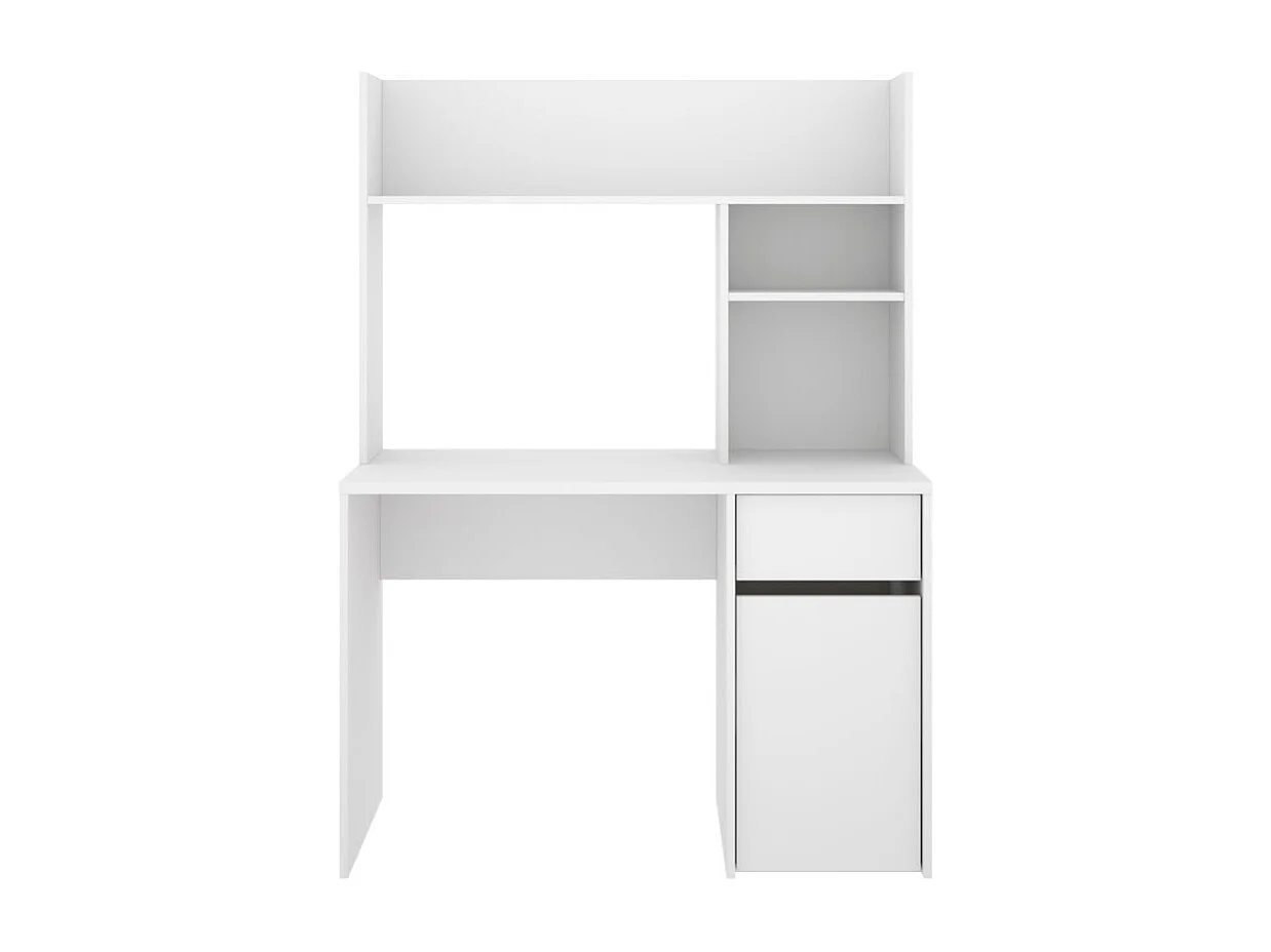 Mesa de escritorio Bali cajón + armario + 3 compartimentos blanco 154x110x50 cm