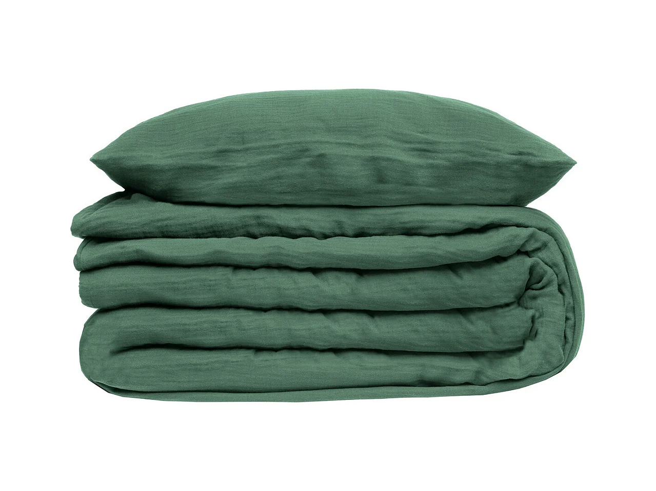 Parure de lit 2 Personnes en gaze de coton Vert Céladon 240 x 220 cm Housse de couette avec 2 taies
