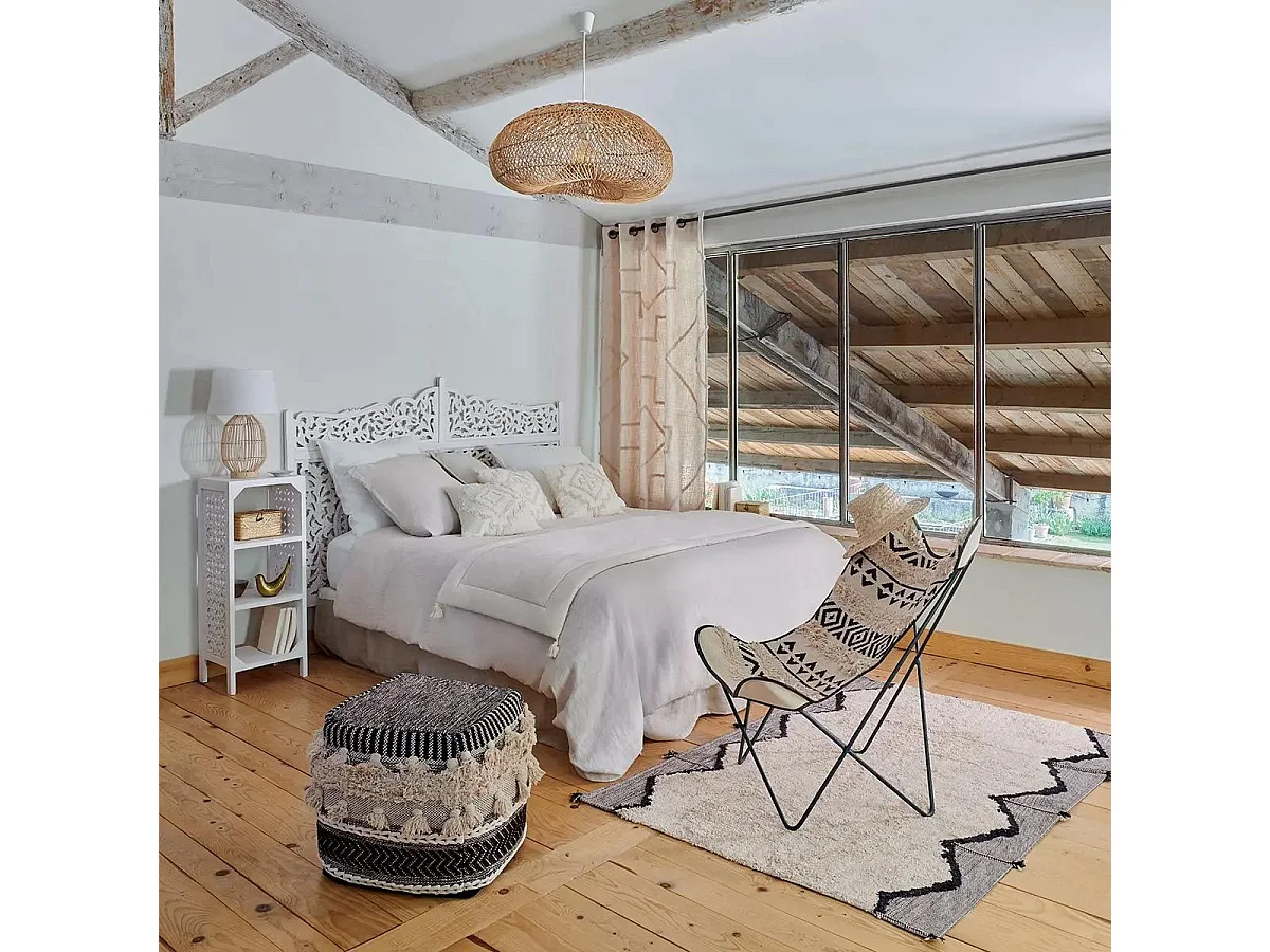 Parure de lit 2 Personnes en gaze de coton Blanc 260 x 240 cm Housse de couette avec 2 taies