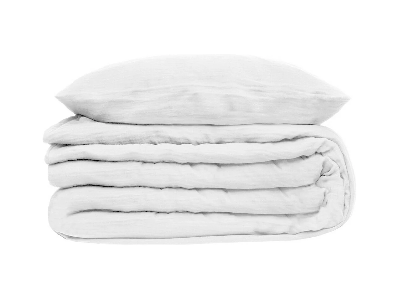 Parure de lit 2 Personnes en gaze de coton Blanc 260 x 240 cm Housse de couette avec 2 taies