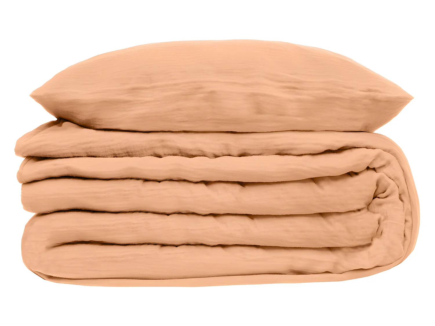 Parure de lit 2 Personnes en gaze de coton Rose  260 x 240 cm Housse de couette avec 2 taies