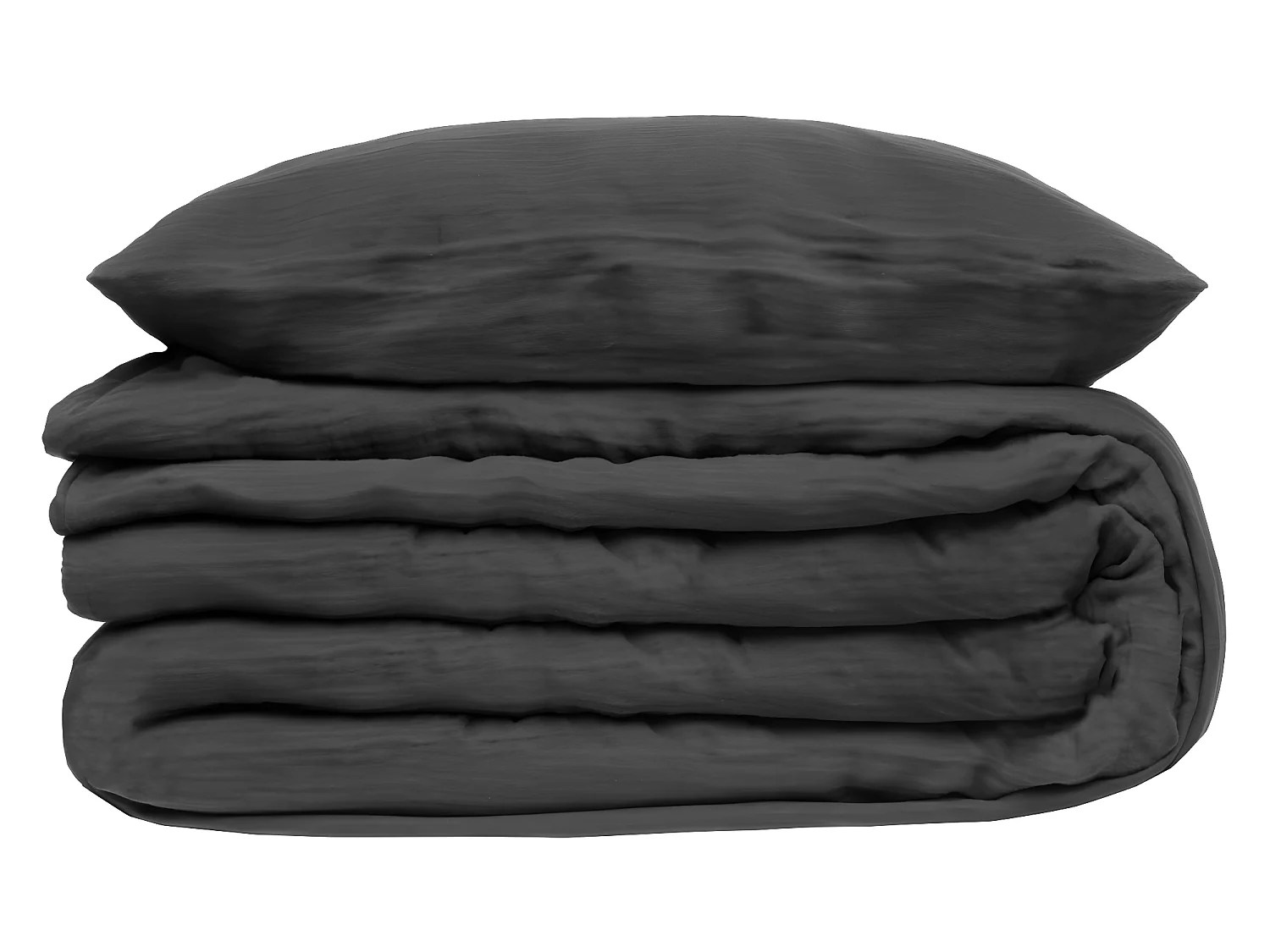 Parure de lit 2 Personnes en gaze de coton Gris 240 x 220 cm Housse de couette avec 2 taies