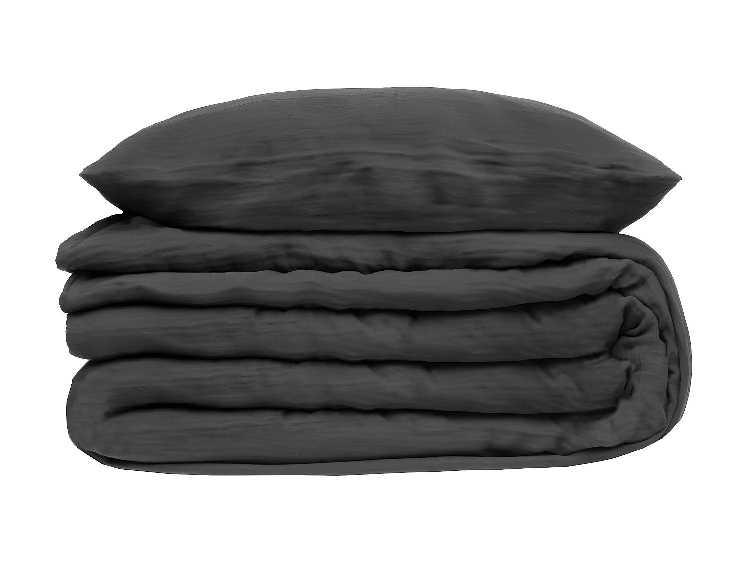Parure de lit 2 Personnes en gaze de coton Gris 240 x 220 cm Housse de couette avec 2 taies