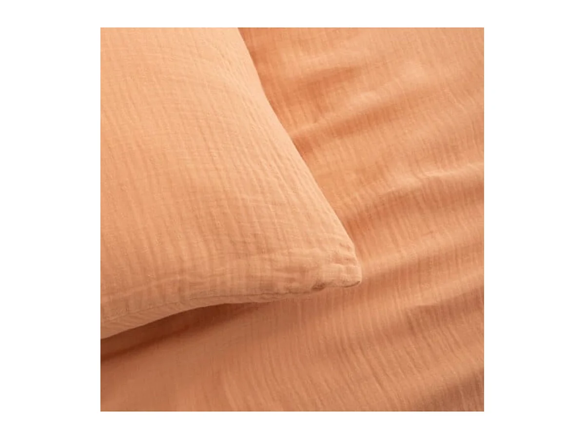 Parure de lit 2 Personnes en gaze de coton Rose 240 x 220 cm Housse de couette avec 2 taies