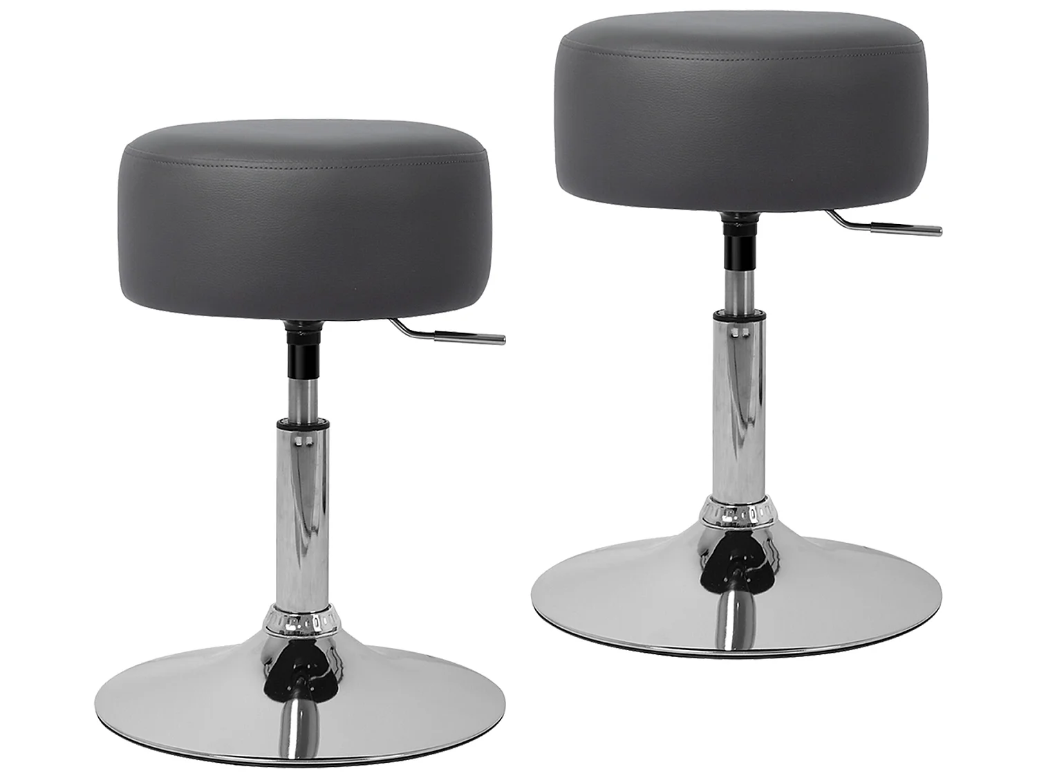 2x Tabouret de maquillage rembourré rond pouf gris foncé ML-DESIGN