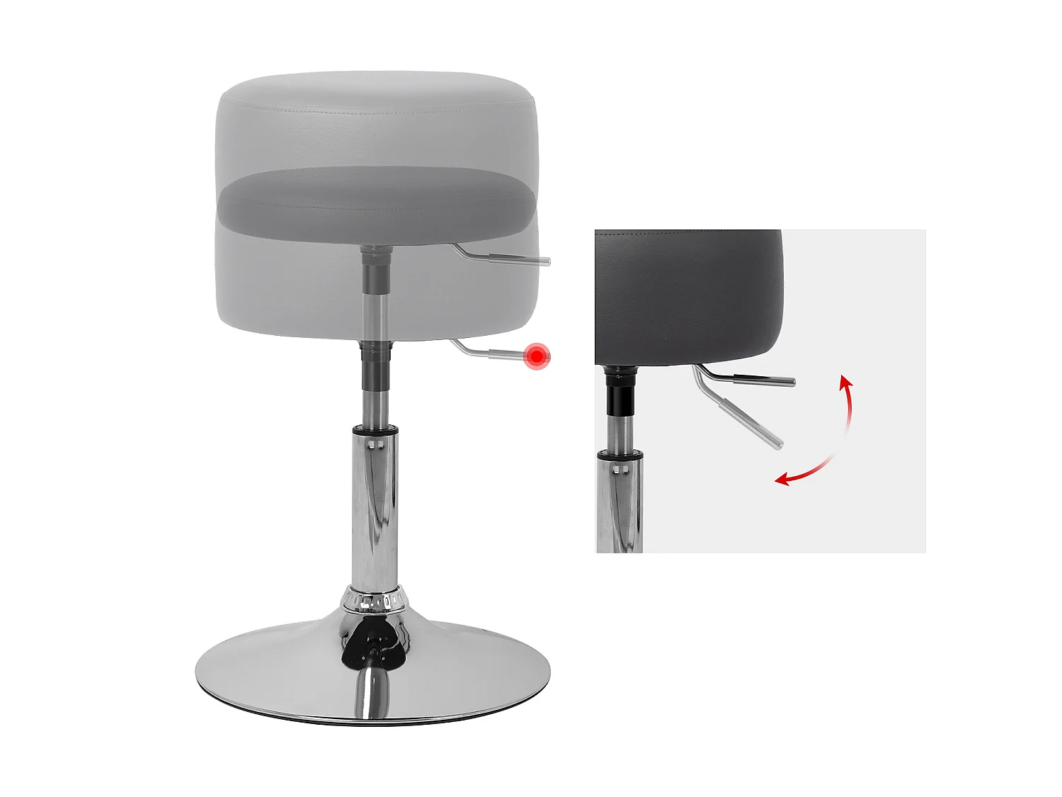 2x Tabouret de maquillage rembourré rond pouf gris foncé ML-DESIGN