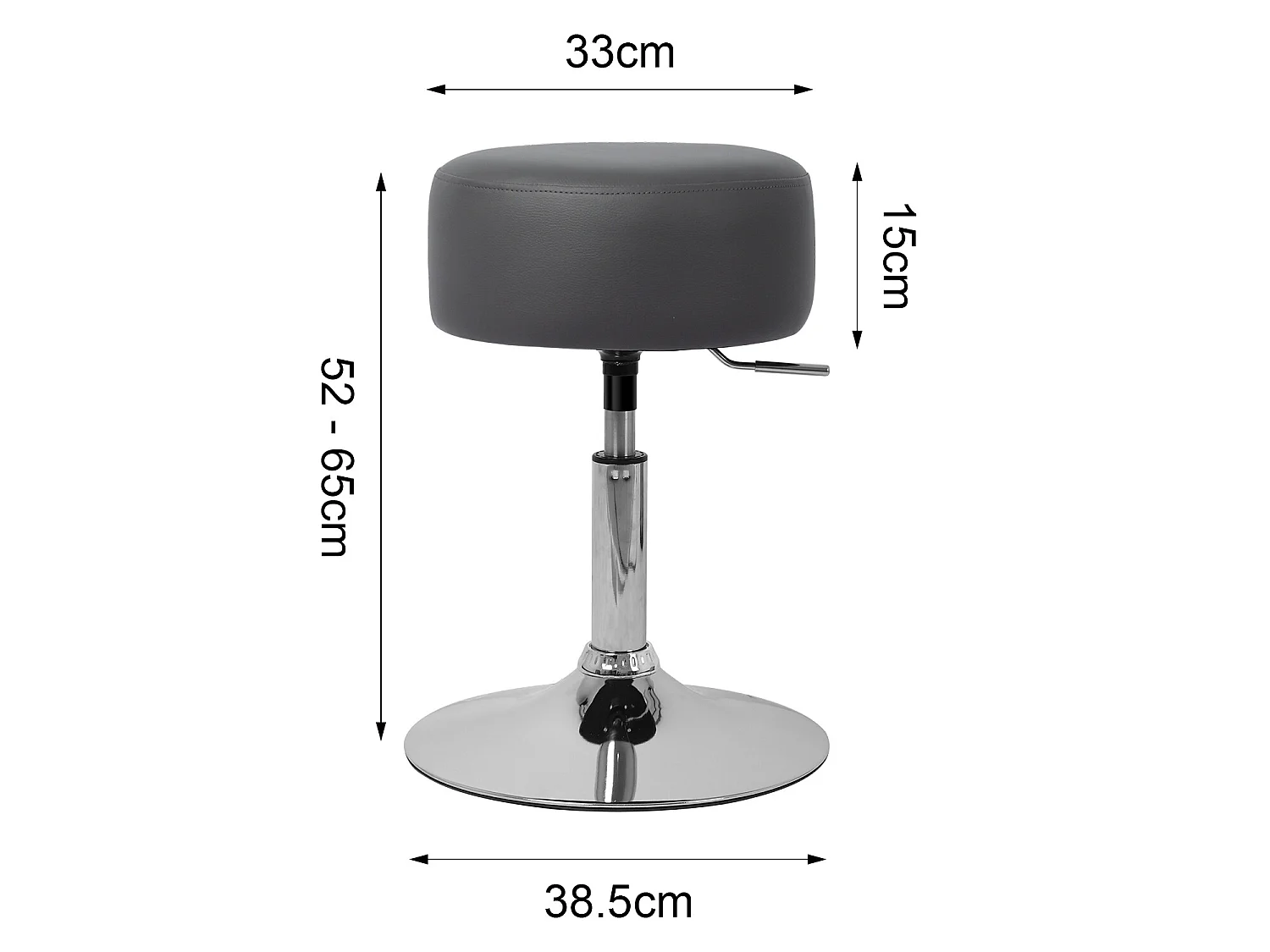 2x Tabouret de maquillage rembourré rond pouf gris foncé ML-DESIGN