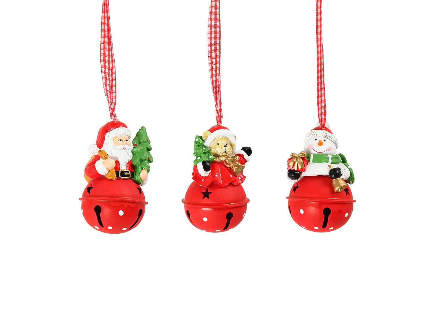 3 Boules grelot Pere noel Bonhomme de neige et ours