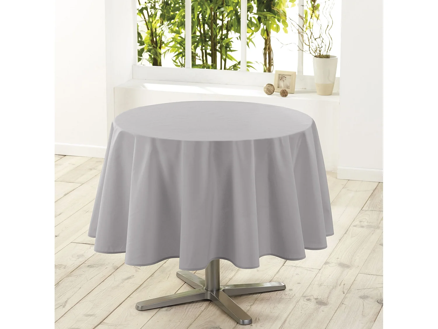 Nappe Ronde Antitache "Essentiel" 180cm Gris