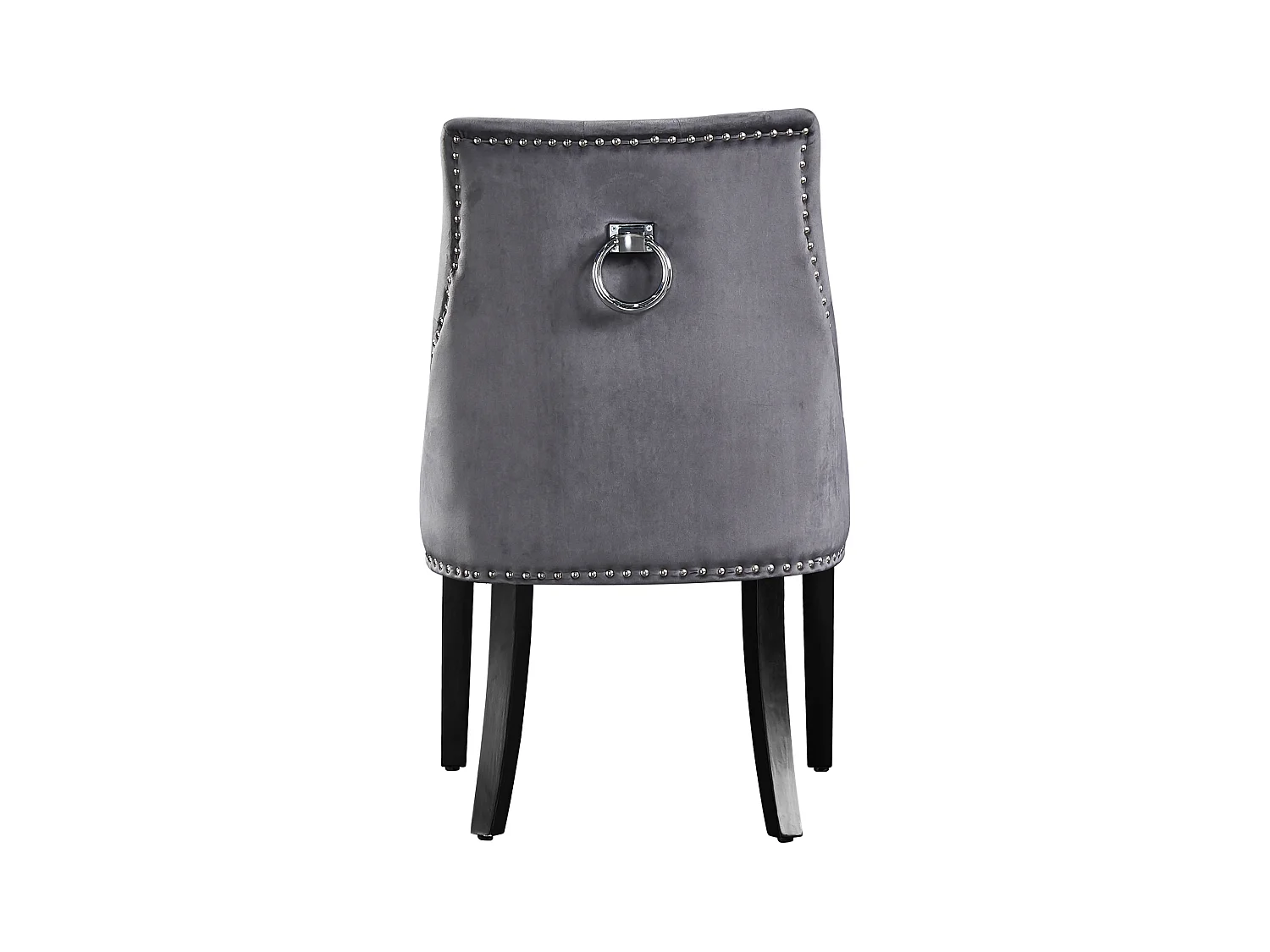 Ensemble de 2 chaises de salle à manger Windsor - Rembourrage en velours moelleux et pieds en bois solides - Parfait pour votre salle à manger et salon - Gris foncé