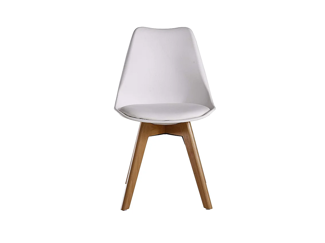 Ensemble de 2 chaises de salle à manger Lorenzo avec siège élégant en similicuir et pieds en bois massif - Parfait pour la salle à manger, le salon - Blanc