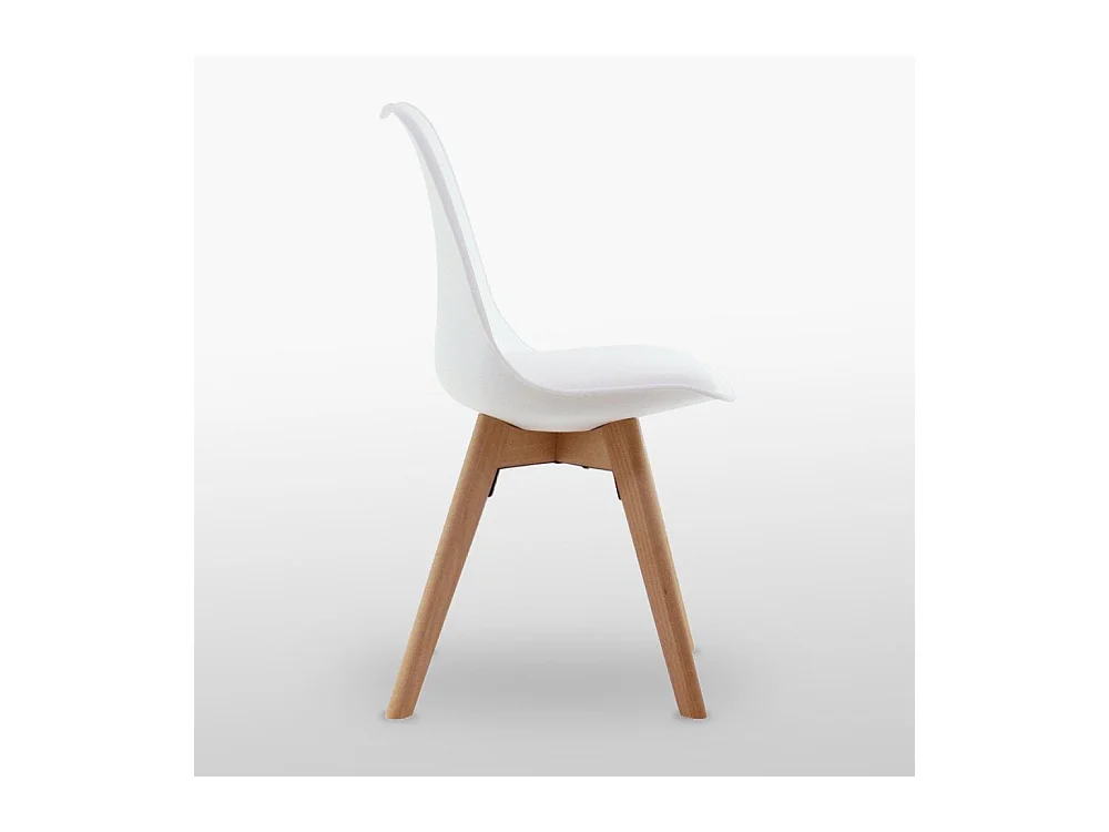 Ensemble de 2 chaises de salle à manger Lorenzo avec siège élégant en similicuir et pieds en bois massif - Parfait pour la salle à manger, le salon - Blanc