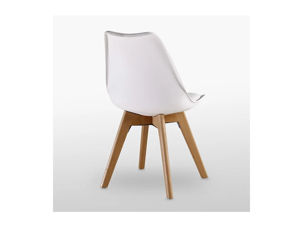 Ensemble de 2 chaises de salle à manger Lorenzo avec siège élégant en similicuir et pieds en bois massif - Parfait pour la salle à manger, le salon - Blanc