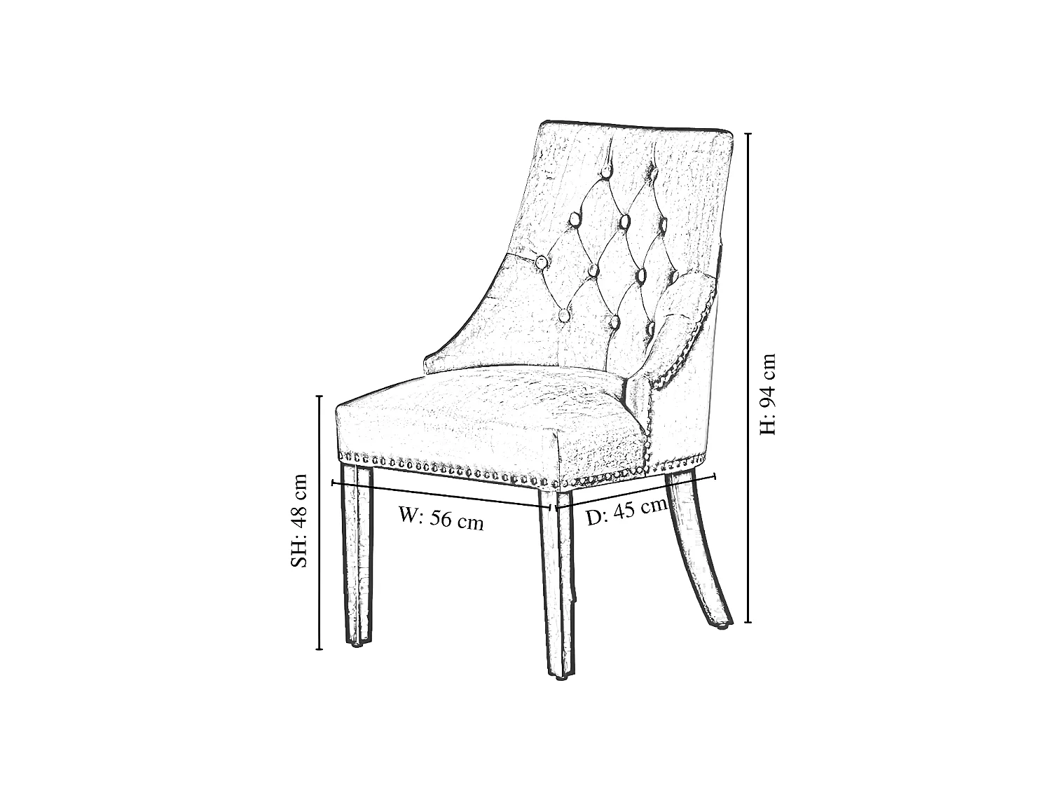 Set aus 2 Windsor-Esszimmerstühlen – Plüsch-Samtpolsterung und stabile Beine aus Massivholz – perfekt für Ihr Esszimmer und Wohnzimmer – Schwarz