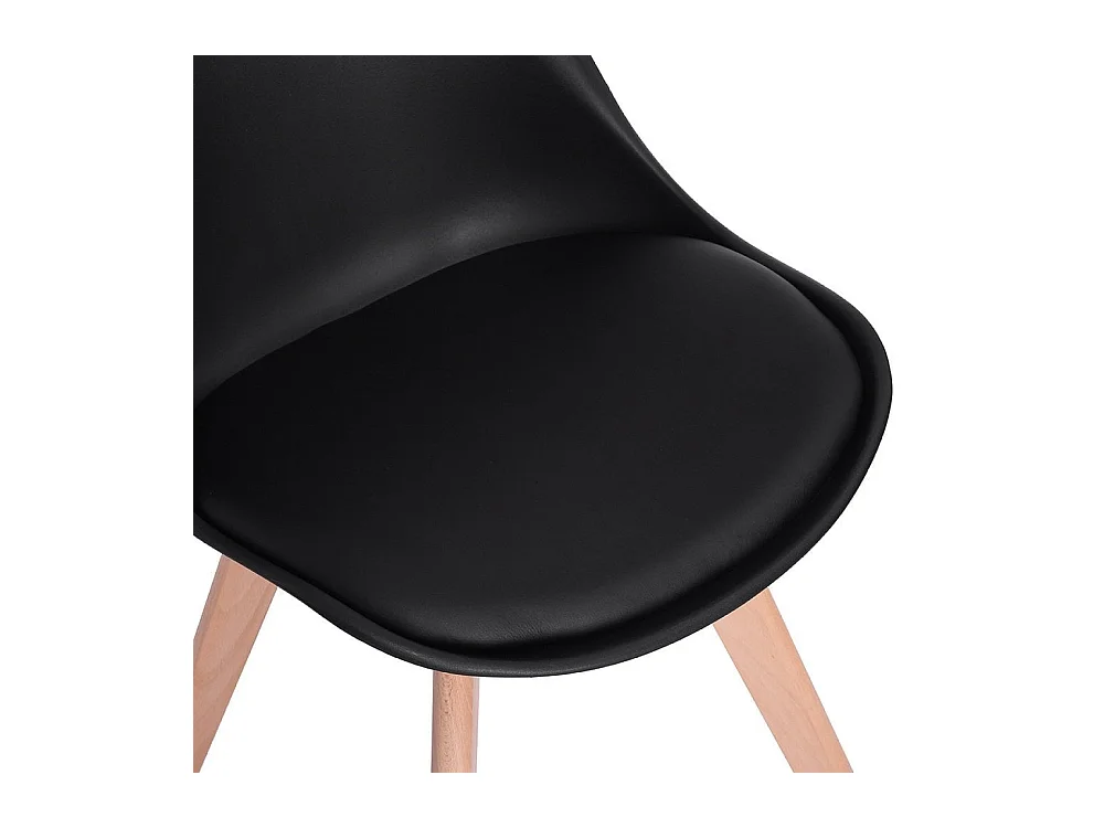 Ensemble de 2 chaises de salle à manger Lorenzo avec siège élégant en similicuir et pieds en bois massif - Parfait pour la salle à manger, le salon - Noir