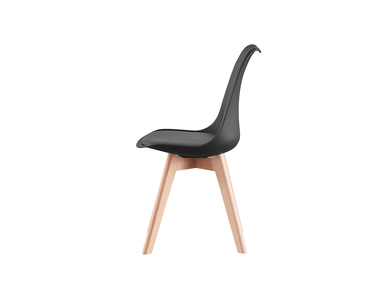 Ensemble de 2 chaises de salle à manger Lorenzo avec siège élégant en similicuir et pieds en bois massif - Parfait pour la salle à manger, le salon - Noir