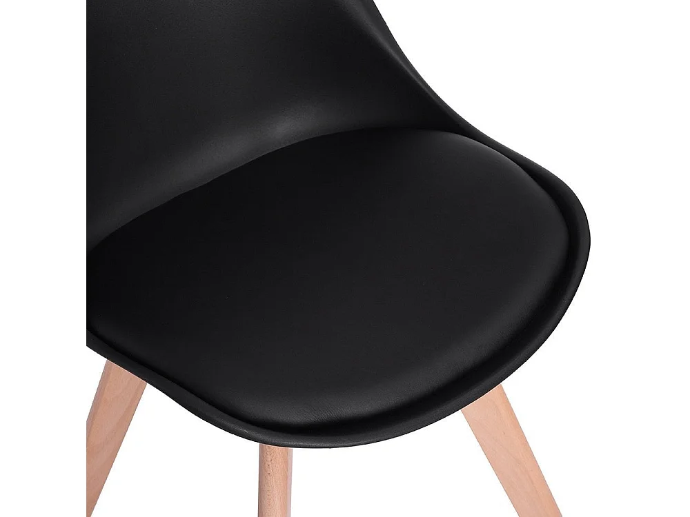 Ensemble de 2 chaises de salle à manger Lorenzo avec siège élégant en similicuir et pieds en bois massif - Parfait pour la salle à manger, le salon - Noir