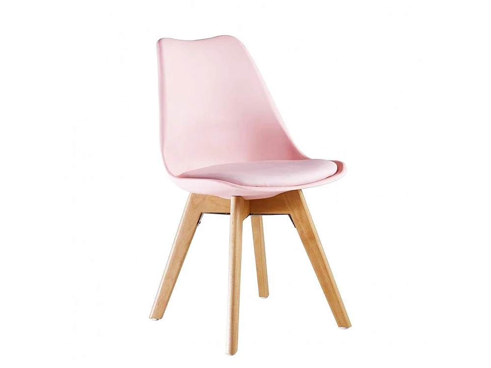 Ensemble de 2 chaises de salle à manger Lorenzo avec siège élégant en similicuir et pieds en bois massif - Parfait pour la salle à manger, le salon - Rose