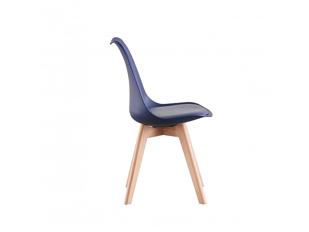 Ensemble de 2 chaises de salle à manger Lorenzo avec siège élégant en similicuir et pieds en bois massif - Parfait pour la salle à manger, le salon - Bleu