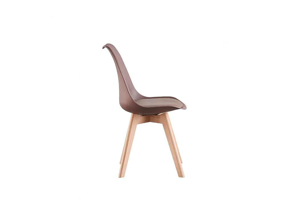 Ensemble de 2 chaises de salle à manger Lorenzo avec siège élégant en similicuir et pieds en bois massif - Parfait pour la salle à manger, le salon - Marron